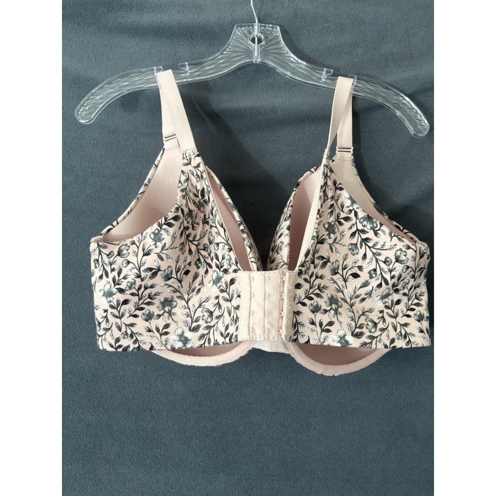 Cacique Bra Lightly Lined Full Coverage Underwire Pink Floral Size 42F Coquette - Picture 2 of 9